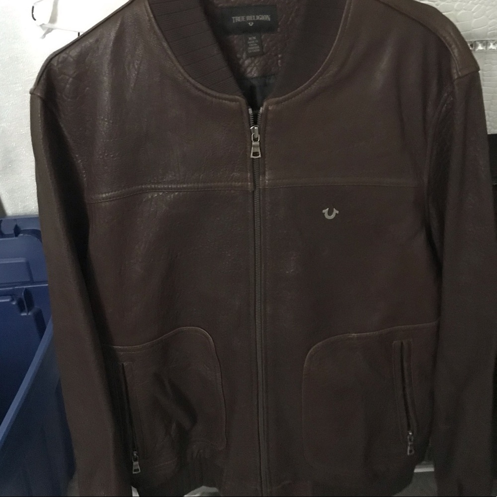 True Religion Bomber Leather Jacket